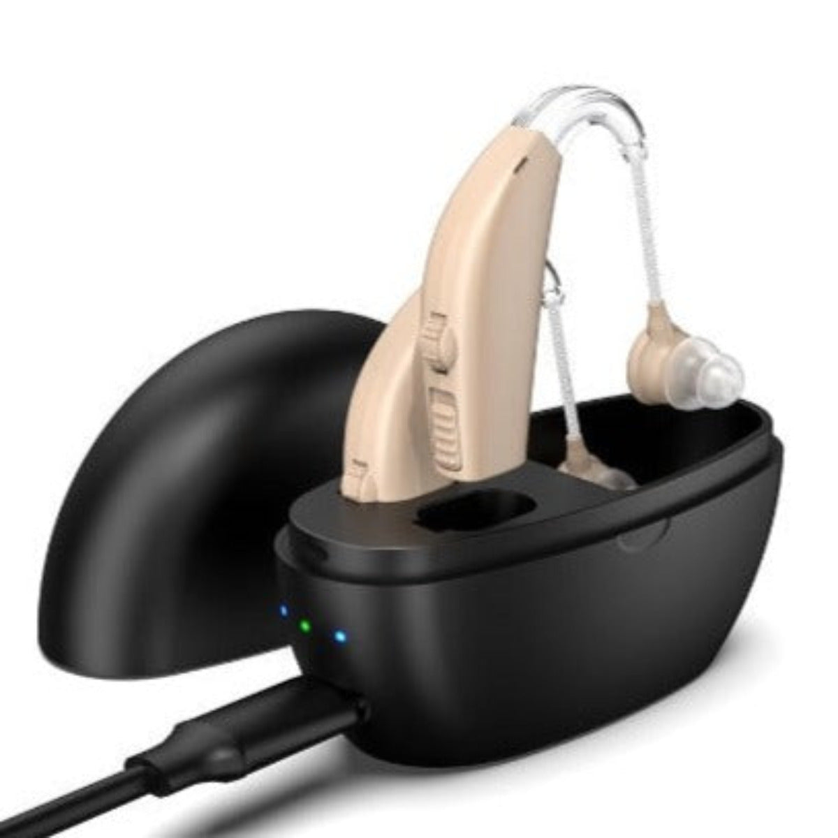 Two Powerful Hearing Aids BTE With Rechargeable Case